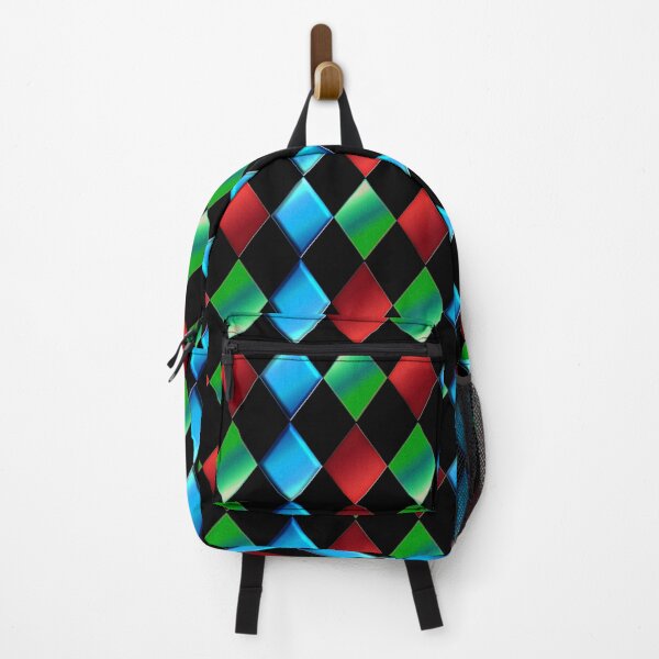 Aperçu de l'œuvre Motif Arlequin Rouge Vert Bleu Losanges créée et vendue par CharJens.