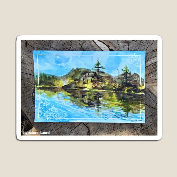 Big Bear Lake Watercolor Painting of Big Bear Reflection Magnet