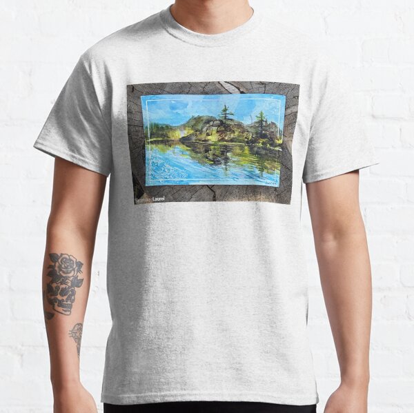 Big Bear Lake Watercolor Painting of Big Bear Reflection Classic T-Shirt