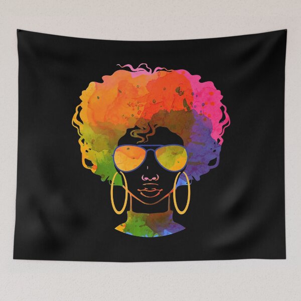 Item preview, Black Afro Queen Hair Natural African American Melanin Art designed and sold by Lenny Stahl.
