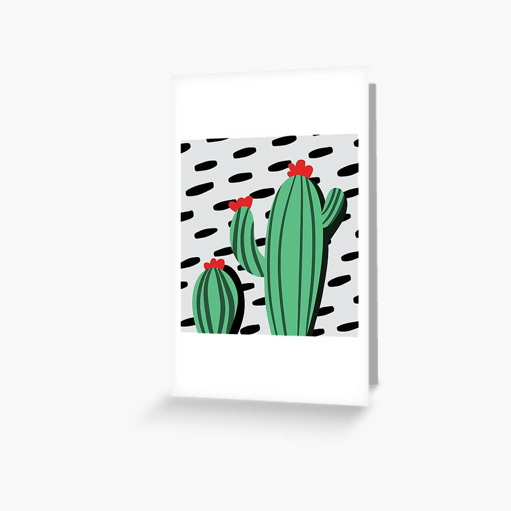 cacti-illustration-with-dot-pattern-in-black-green-and-bright-red