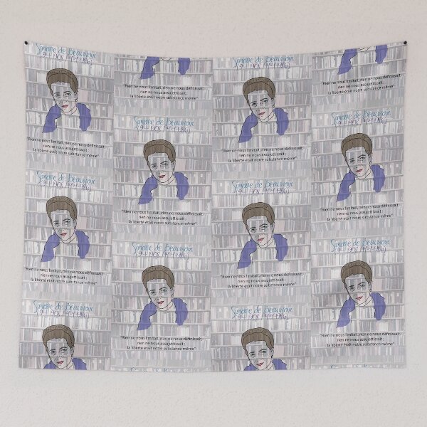 Item preview, Simone de Beauvoir (with quote in French) designed and sold by RebelPurpleGirl.