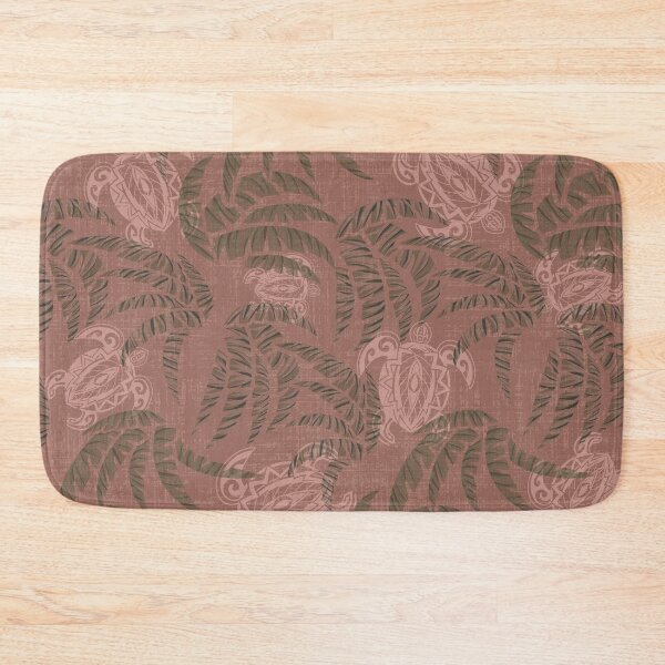 Item preview,  Hawaiian Brown Tapa Turtles and Palm Leaves Pattern designed and sold by sunnthreads.