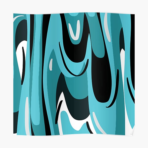 Drippy Abstract Wave Design In Blue And Black Color Palette Poster For Sale By Vz Era Designs 5791