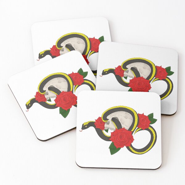 Item preview, Tattoo Skull with Roses and Snake designed and sold by Phosphorescent Dreaming.