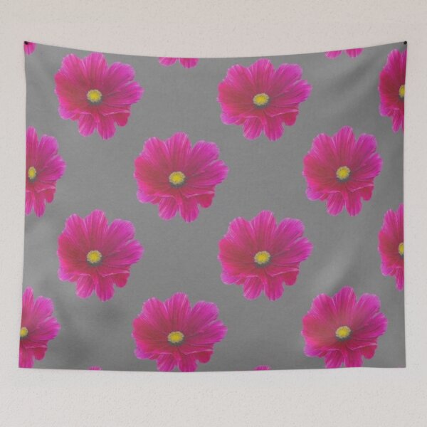 Item preview, FUCHSIA PINK COSMOS  FLORALS GARDEN GREY ABSTRACT designed and sold by sharlesart.