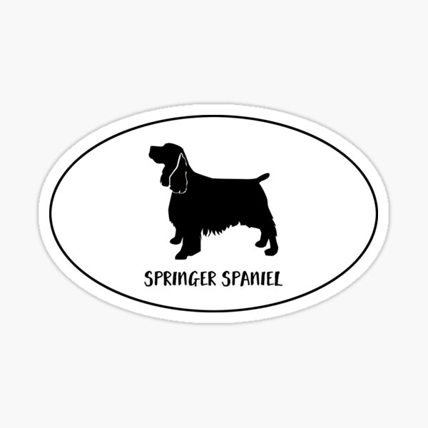 Springer Spaniel Dog Classic Breed Silhouette Oval Sticker Sticker