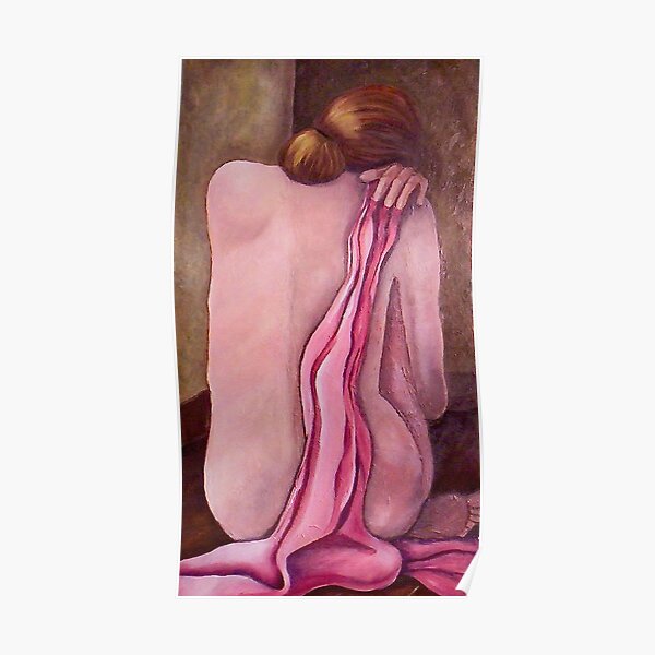 Female with pink scarf by April Cotton Dyck Poster