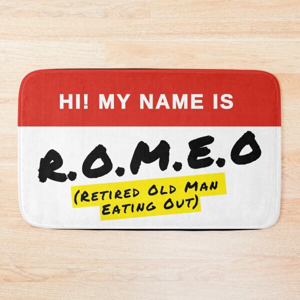 Item preview, Retired Old Man Eating at McDonalds Funny Nametag ROMEO Retirement Gag Gift designed and sold by InterpreTees.