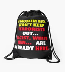 No BAN No WALL Drawstring Bag