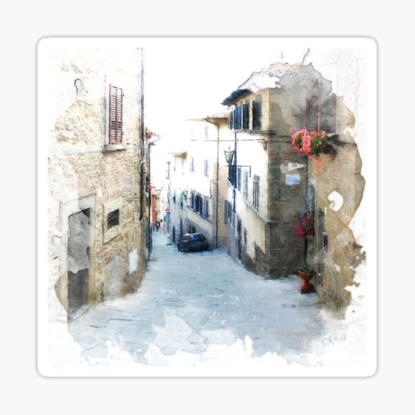 Tuscany, Italy. Cortona.Illustration Sticker