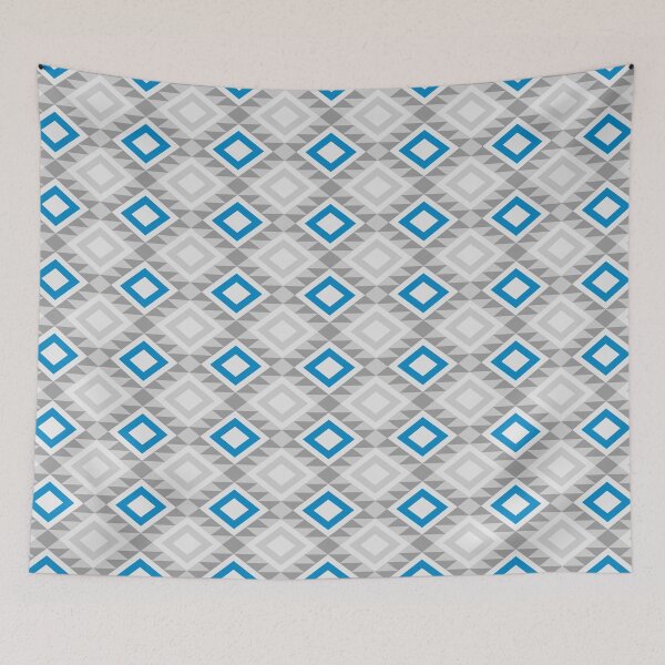 Item preview, Light Grey Geometric Aztec Pattern - Blue Background designed and sold by kernowerno.