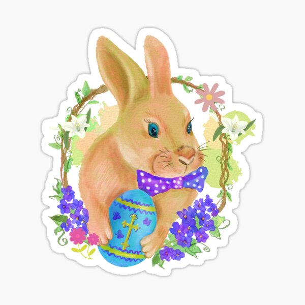 Item preview, Vintage Easter Bunny with Blue Egg designed and sold by silviaol.