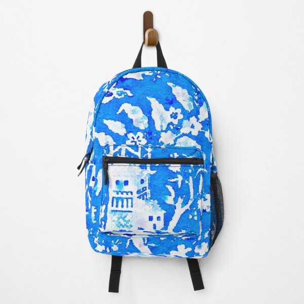 Item preview, Blue Chinoiserie pagodas watercolor designed and sold by coolkatia.