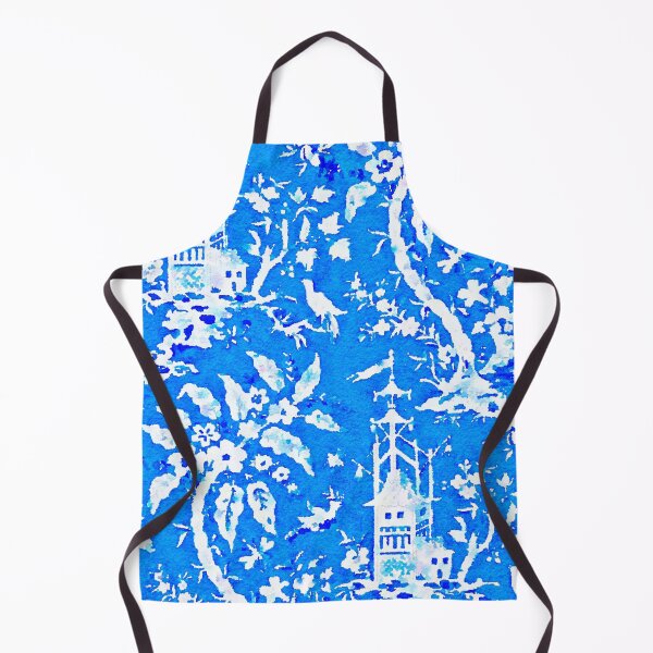 Item preview, Blue Chinoiserie pagodas watercolor designed and sold by coolkatia.