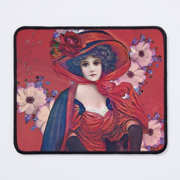 Item preview, Lady in Red with Cat designed and sold by Lisa Marie Mercer.