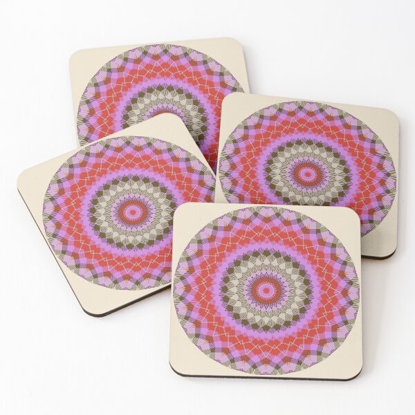 Item preview, Happy Plaid Sunburst Mandala in Magenta Red Tan Brown designed and sold by SeaChangeDesign.