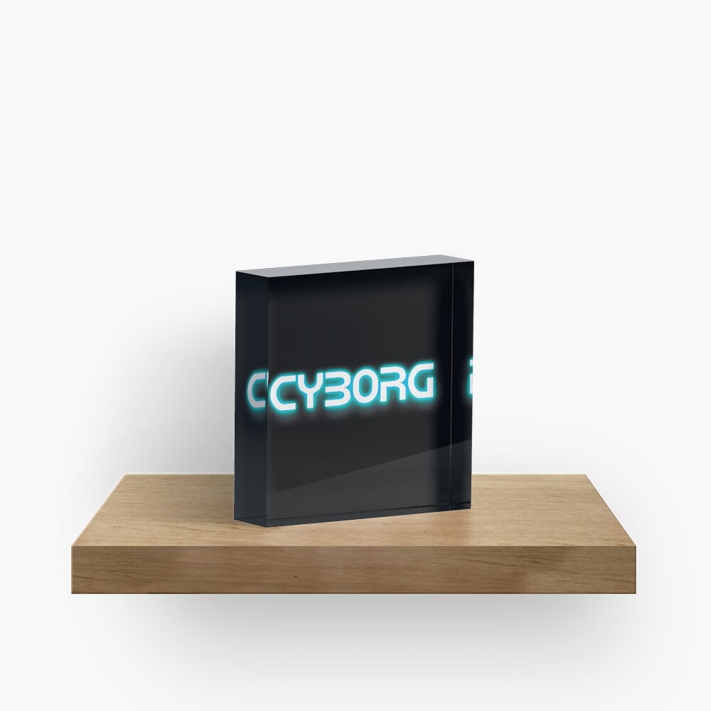 Neon Blue Cyborg Acrylic Block