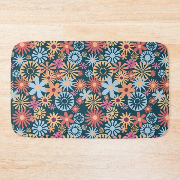 Item preview, Ye of Good Cheer | Cheerful Retro Floral Pattern, Peaceful Happy Vintage Flowers in Teal, Creme, Baby Blue, Pink designed and sold by arlutai.