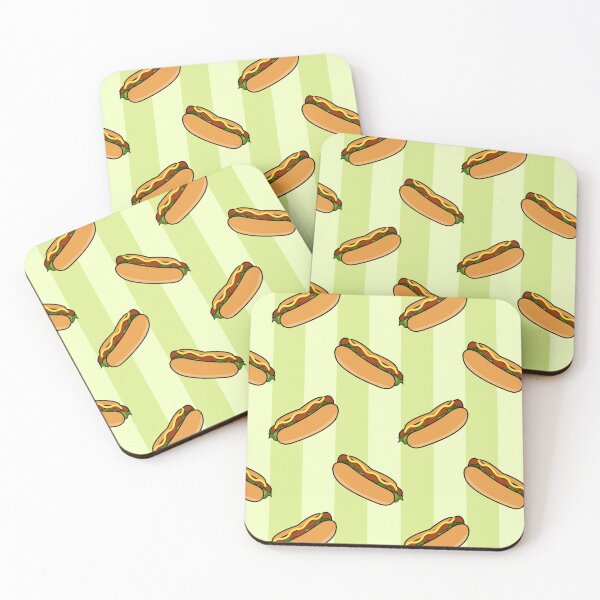 Item preview, Hotdogs Green Yellow Stripes Pattern Print Fun Funky Colorful Yummy Fast Food designed and sold by Shayna Westfall.