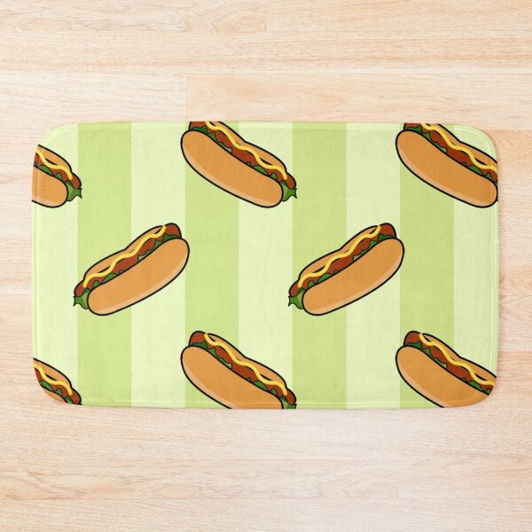 Item preview, Hotdogs Green Yellow Stripes Pattern Print Fun Funky Colorful Yummy Fast Food designed and sold by Shayna Westfall.