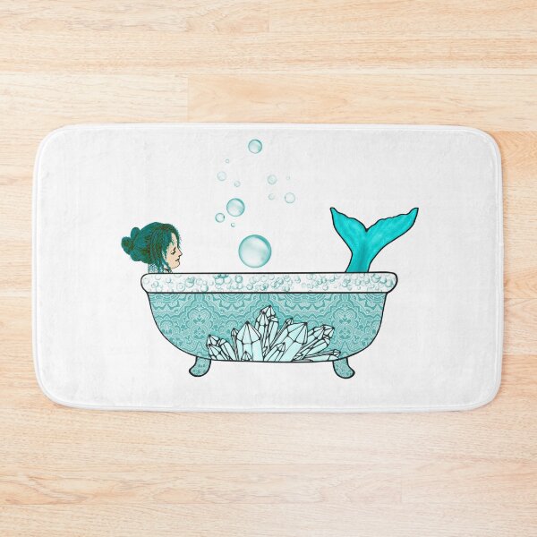 Item preview, Day Off * Moment of Zen * Self Care Mermaid in Bubble Bath - Relaxed Siren Chillin in an Aqua Crystal Tub  designed and sold by BadassBazaar.