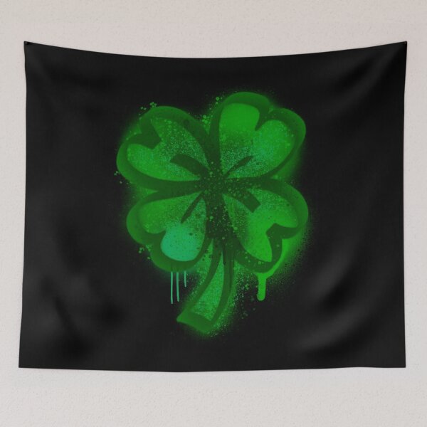 Item preview, Drippy Green Lucky Shamrock Four Leaf Clover Graffiti Spray Paint designed and sold by that5280lady.