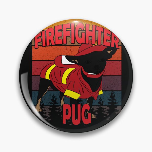Item preview,  Firefighter pug/ dog artistic retro sunset/distressed design designed and sold by SamRVstore.