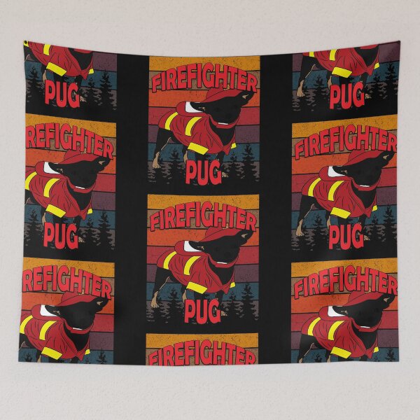 Item preview,  Firefighter pug/ dog artistic retro sunset/distressed design designed and sold by SamRVstore.
