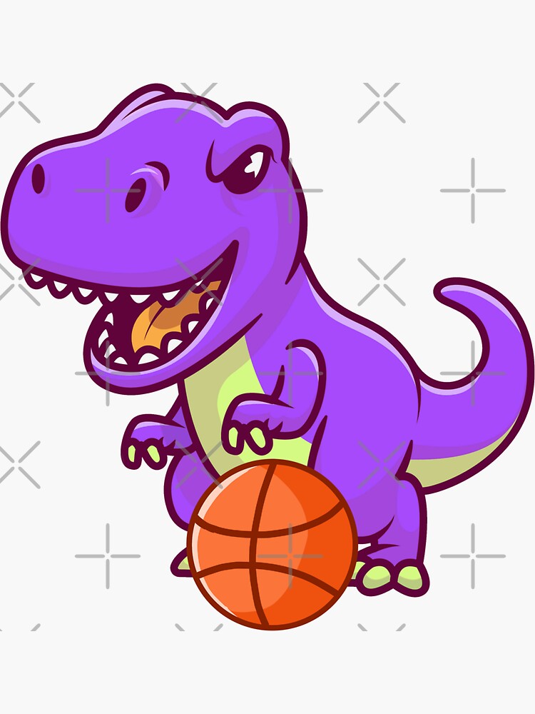 " Dinosaur Playing Basketball | Basketball Time Stacker " Sticker By ...