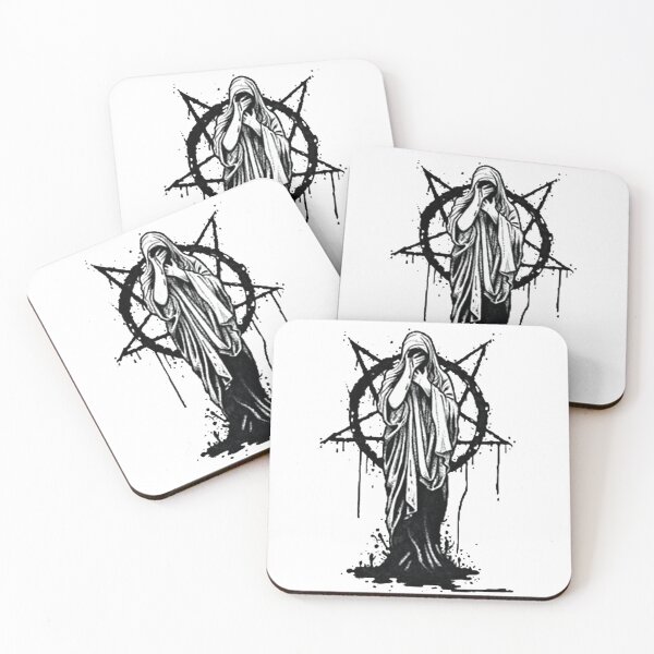 Item preview, A virgin woman lamenting in a black and white pentagram designed and sold by Alma fortalecida1.