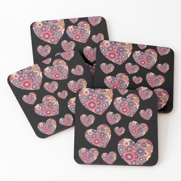 Item preview, Hearts - with retro paisley flower floral pattern designed and sold by Rhu Creations.