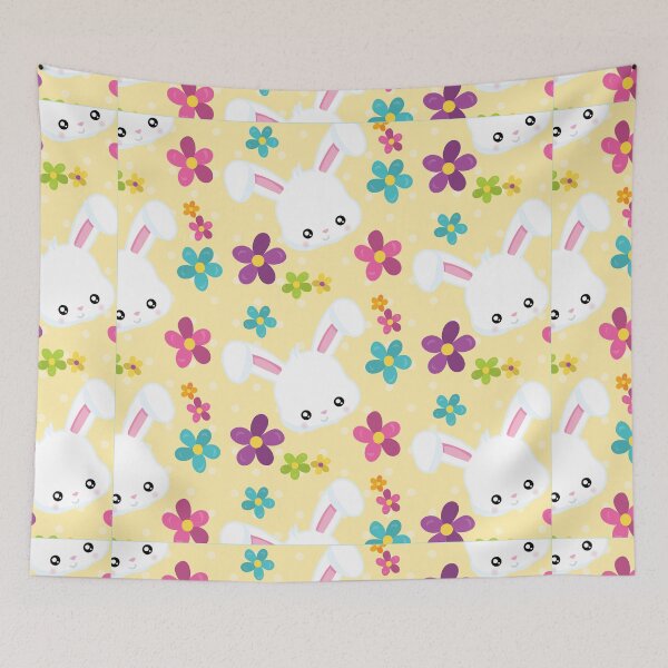 Item preview, Yellow Easter Bunny Cute Floral Pattern designed and sold by ILLYL Creatives.