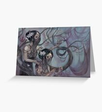 collecting silk from crystal spiders Greeting Card