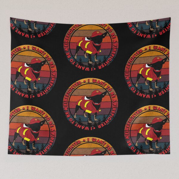 Item preview, I want to be a firefighter/dog/artistic/sunset retro distressed design designed and sold by SamRVstore.