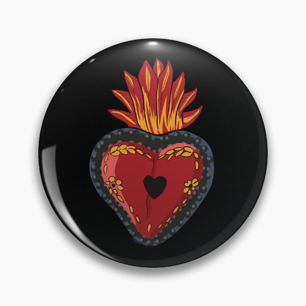 Item preview, Flaming Sacred Heart Mexican Style Folk Art designed and sold by ElJimmo.