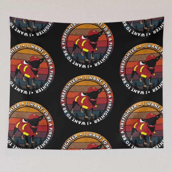 Item preview,  I want to be a firefighter/dog/artistic/sunset retro distressed design designed and sold by SamRVstore.