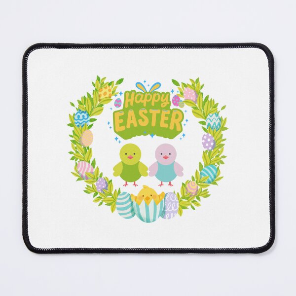 Item preview, Happy Easter Wreath in Green Blue Pink and Purple with Cute Little Chics and Eggs designed and sold by CraftyAnimal.