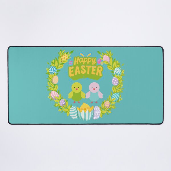 Item preview, Happy Easter Wreath in Green Blue Pink and Purple with Cute Little Chics and Eggs designed and sold by CraftyAnimal.