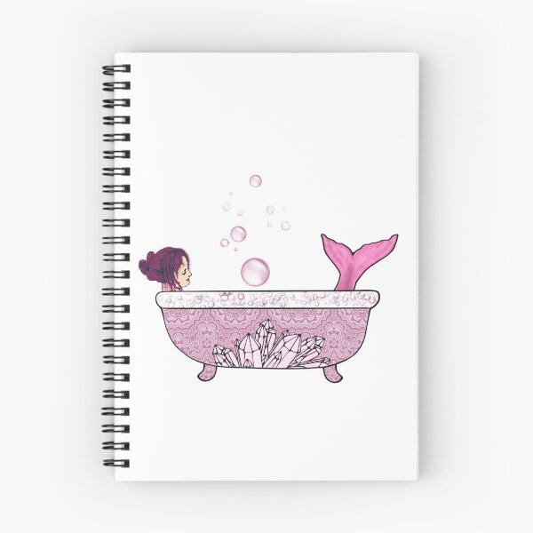 Item preview, Self Care Mermaid in Bubble Bath - Relaxed Siren Chillin in a Pink Crystal Tub  designed and sold by BadassBazaar.