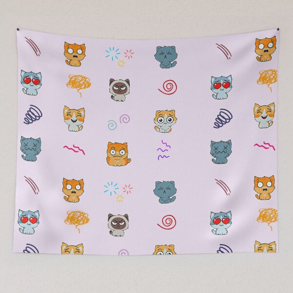 Item preview, Japanese Kawaii Kitten Emoji with doodle art designed and sold by RyanCaudell.
