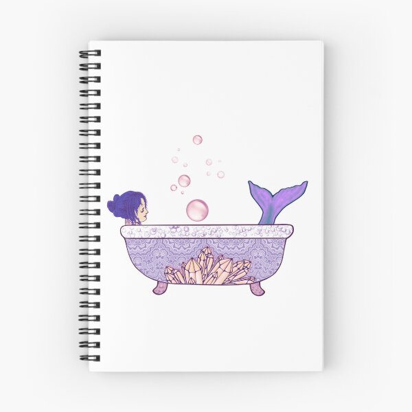 Item preview, Self Care Mermaid in Bubble Bath - Relaxed Siren Chillin in a  Purple Crystal Tub  designed and sold by BadassBazaar.