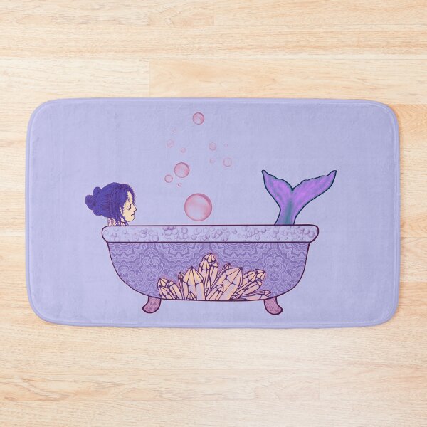Item preview, Self Care Mermaid in Bubble Bath - Relaxed Siren Chillin in a Purple Crystal Tub designed and sold by BadassBazaar.