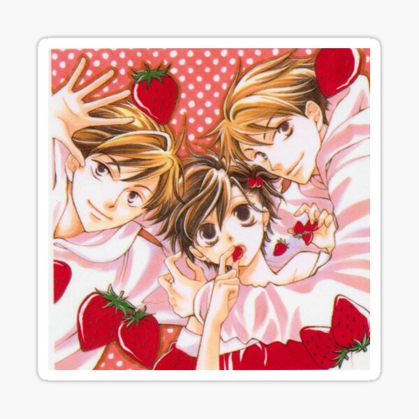 Ouran High School Host Club Hikaru Kaoru And Haruhi Sticker For Sale By Bunniesowo Redbubble