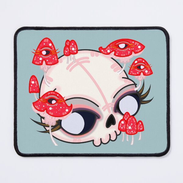 Item preview, a skull & some little mushrooms designed and sold by tentaclemade.