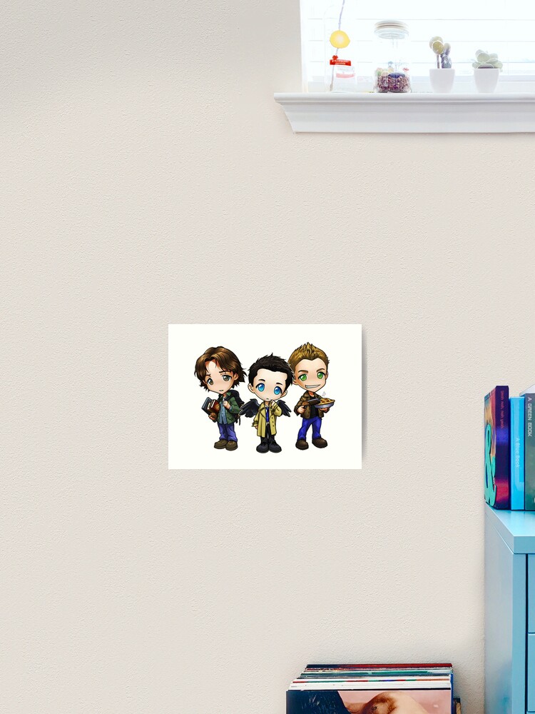 Supernatural Family Photo print Dean and Sam Winchester Castiel Bobby fan gift 