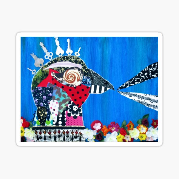 Artikel-Vorschau von Frecher Chic! Blauer Stoffvogel mit Blumen und Schlüsseln, designt und verkauft von anomalieglade.