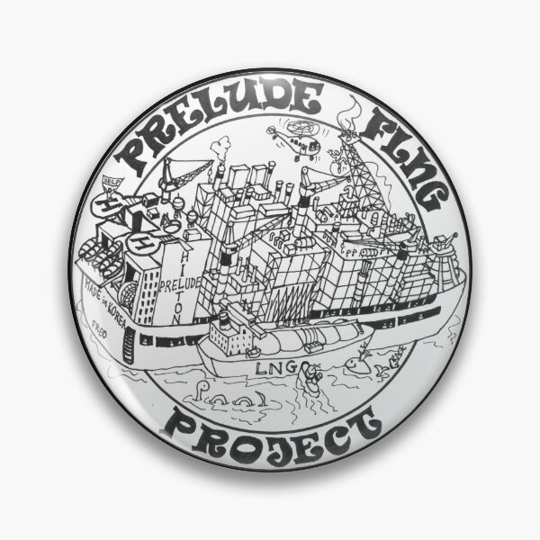 Artikelvorschau, Prelude FLNG Project schwarze Linie auf weißem Logo entworfen und verkauft von Kim Grace.