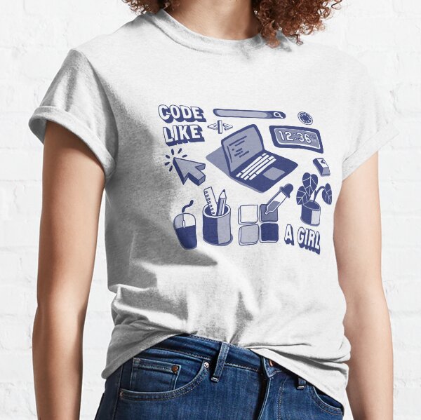 Code Like a Girl - Flat lay (blue) Classic T-Shirt