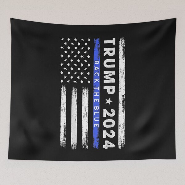 Item preview, Pro Trump 2024 Back The Blue Thin Blue Line American Flag designed and sold by SeppeGoffin.